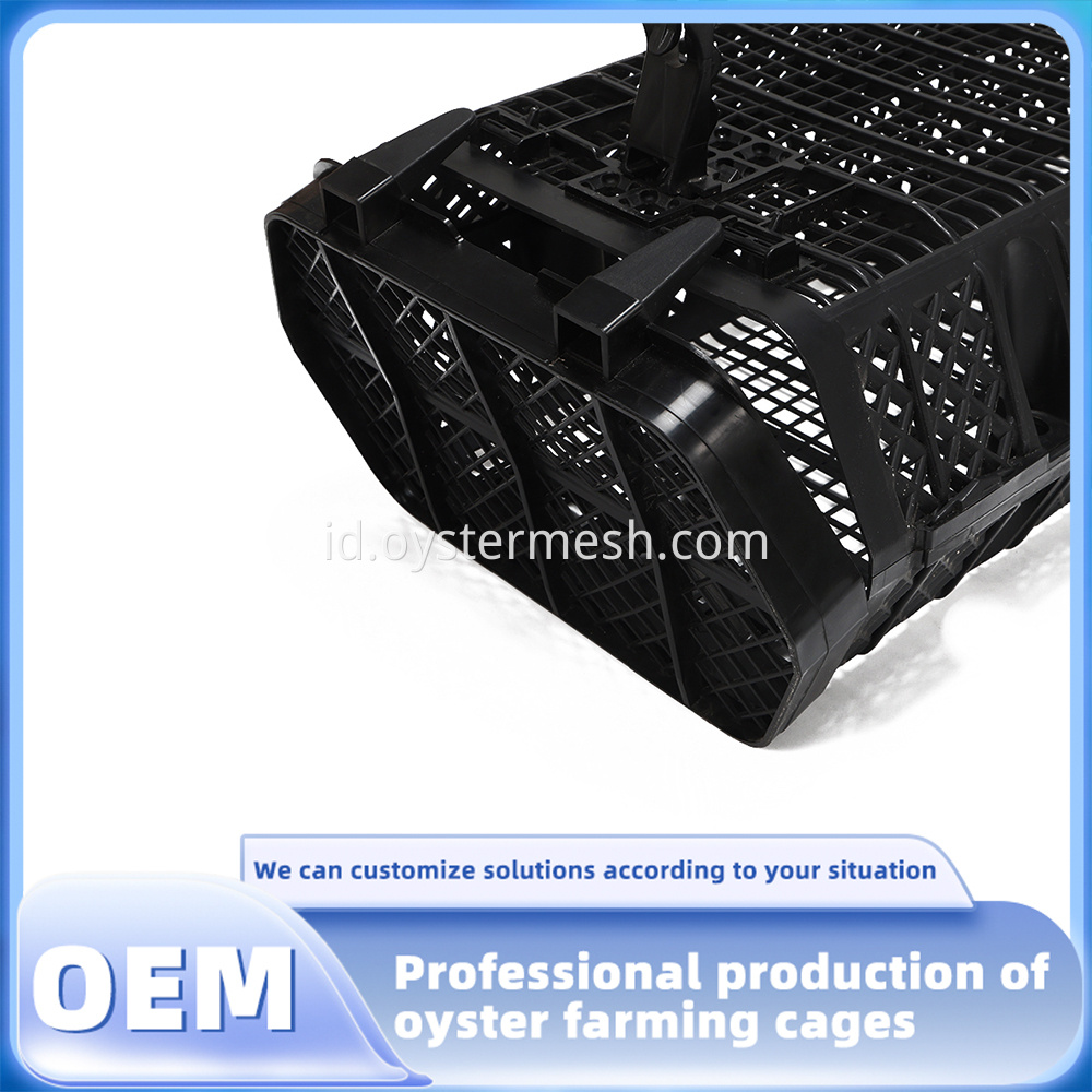Black hexagonal oyster grow‑out cage